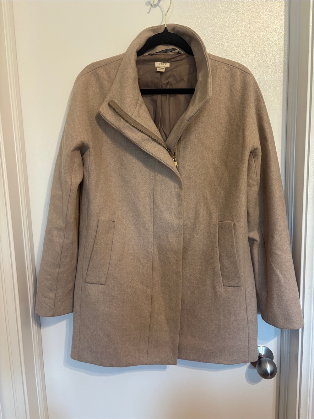 J. Crew Taupe Wool-Blend Cocoon  Coat - Picture 1 of 7